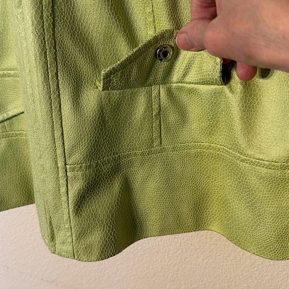 CHICO’S Womens Lime Green Neon Snake Skin Zip Jacket, Size 1 (M) - Picture 4 of 8